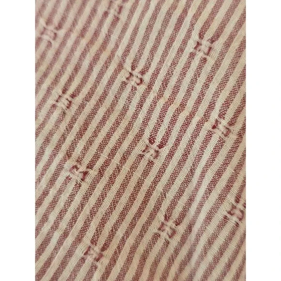 Free People No Limits Split Back Button Down Shirt Red Striped Boho Top Medium - Picture 13 of 13